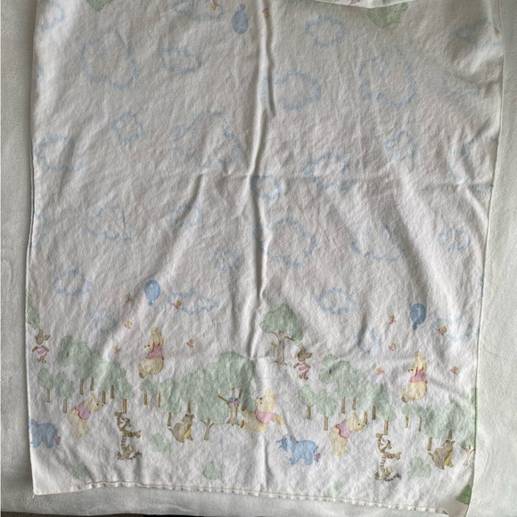 Vintage Walt Disney Winnie The Pooh Bear 100 Acre Wood Baby Receiving Blanket - Picture 10 of 10